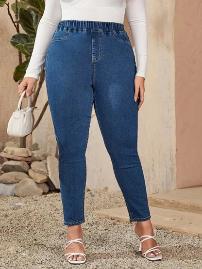 Plus Size Jeans for Women High Waist Stretchy Women Jean Pencil Full Length Elastic Skinny Lady Curvy Jeans 200kgs Jean for Mom FZwear