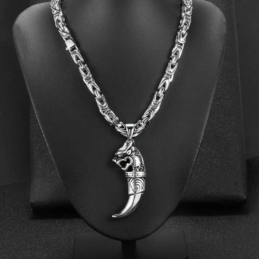 Punk Stainless Steel Jewelry Wolf Pendant Necklace For Men Women 2021 New Byzantine Chain Fahsion Emperor Chain Jewelry Gifts FZwear