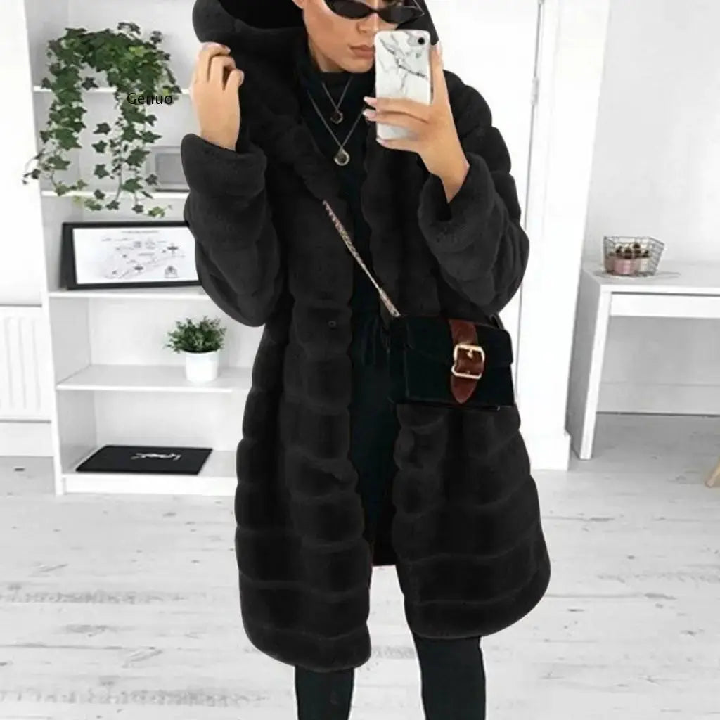 S-4Xl Mink Coats Women 2020 Winter Top Fashion Solid Faux Fur Coat Elegant Thick Warm Outerwear Fake Fur Jacket Chaquetas Mujer FZwear