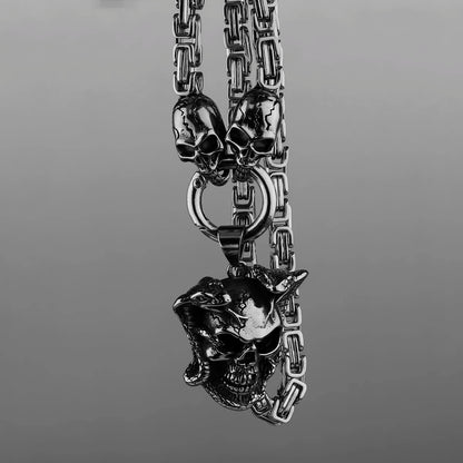 FZ Vintage Cobra Skull Pendant Ghost Head Gothic Stainless Steel Necklace - FZwear