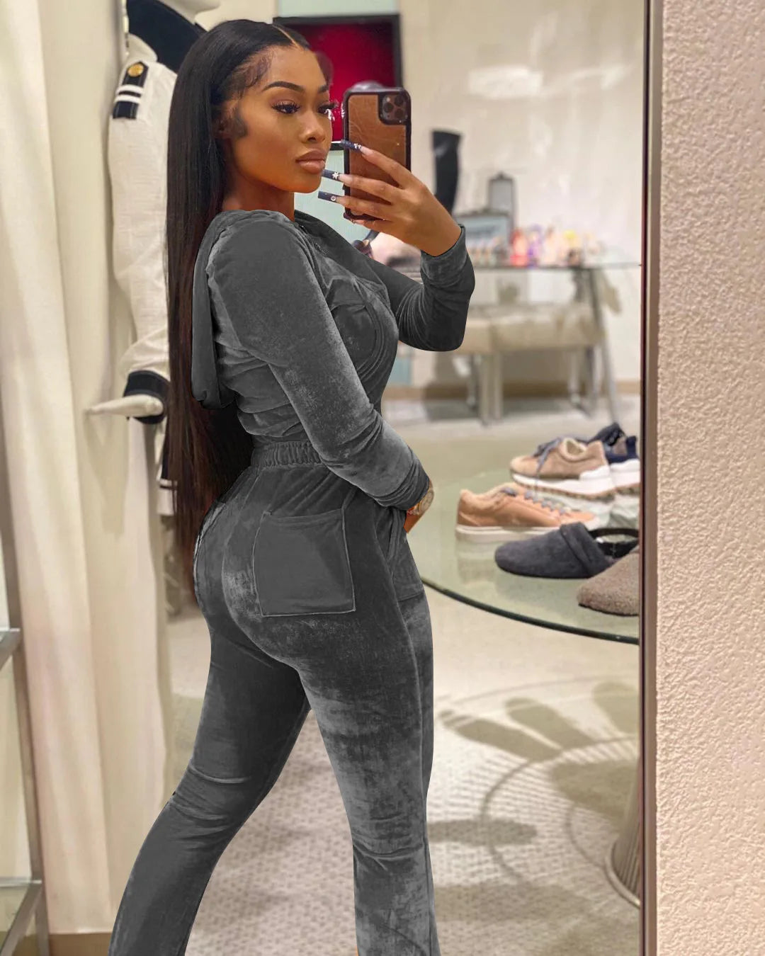 FZ Women's Velvet Jogging Wide-Leg Two Piece Pants Suit - FZwear