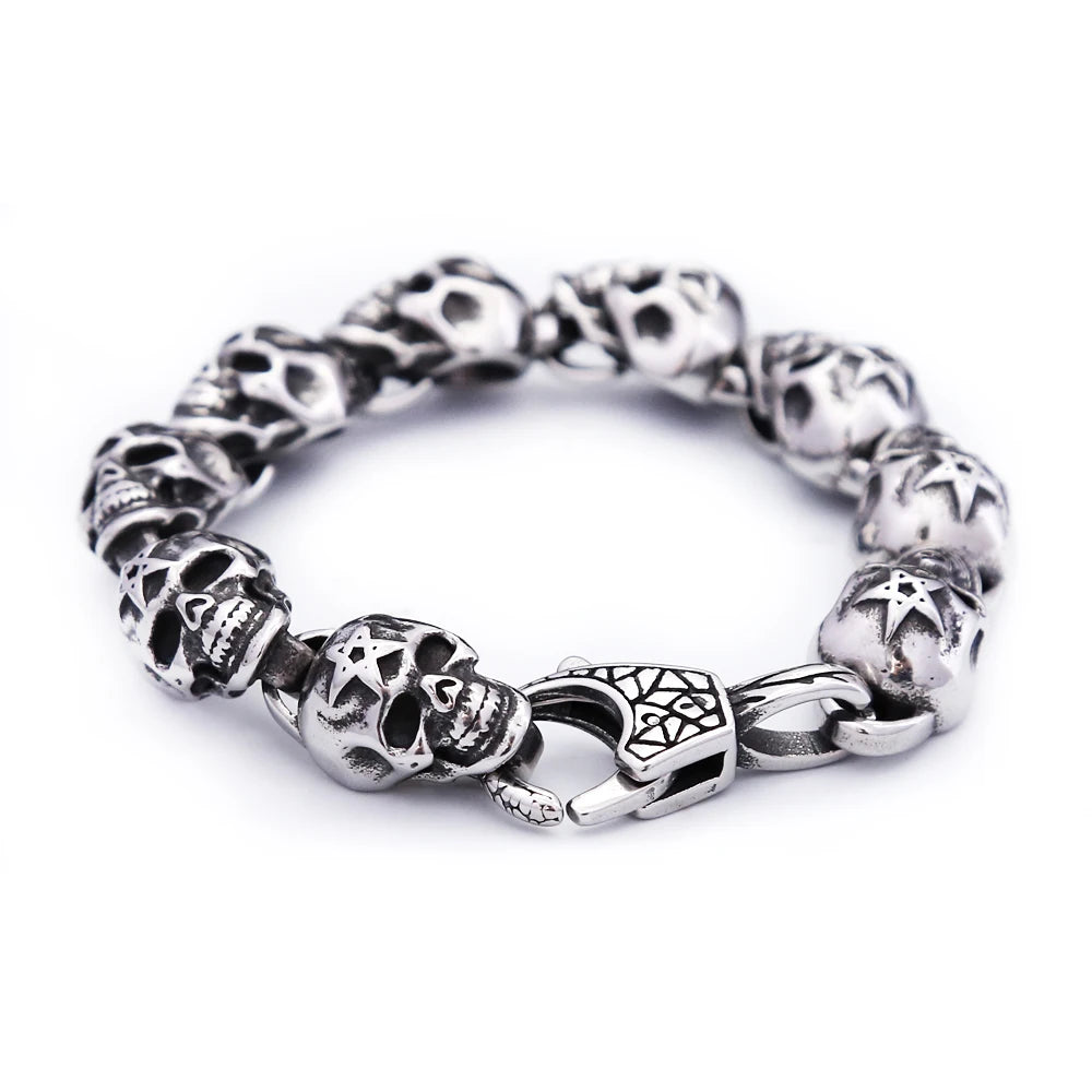 FZ Gothic Vintage Stainless Steel Punk Hip Hop Skeleton Bracelets