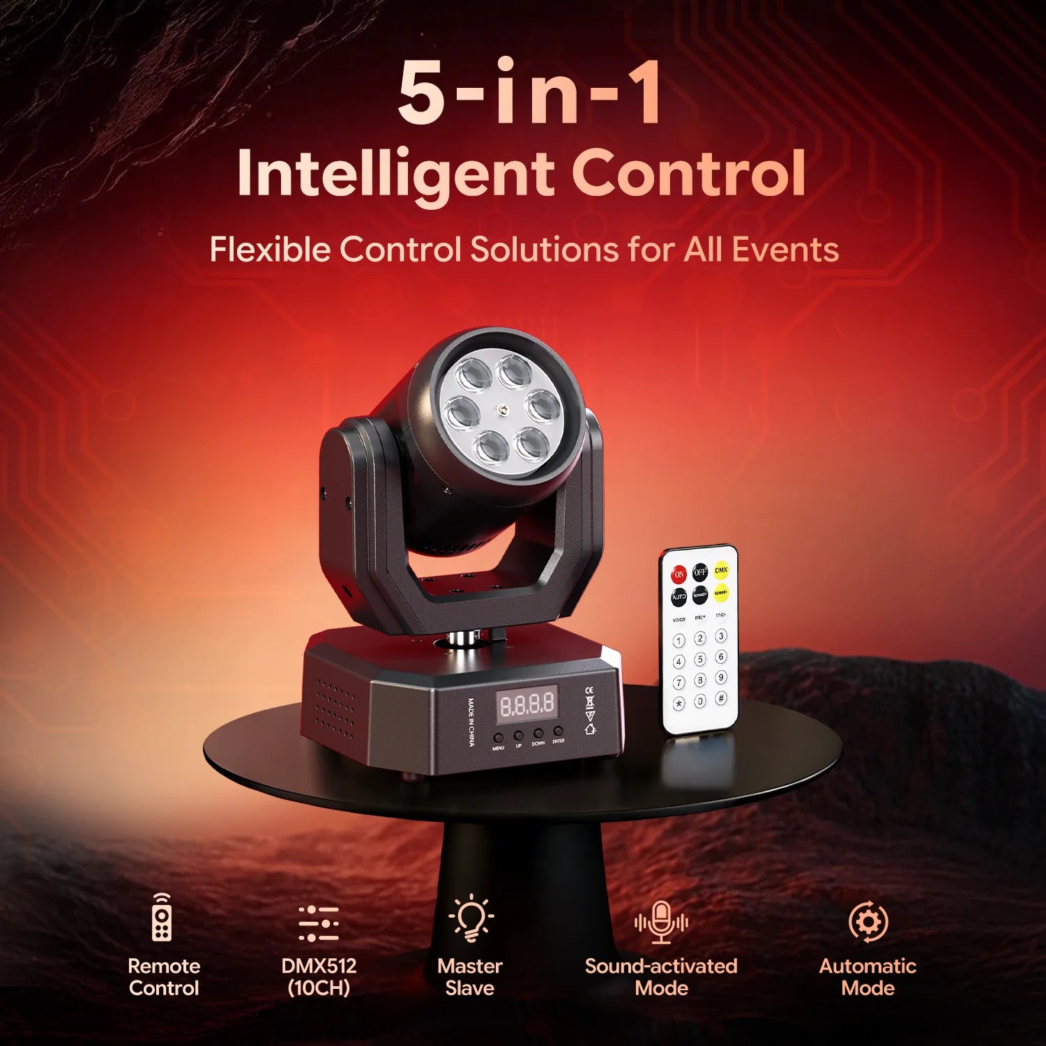 FZ 1/2/4Pcs Mini 50W Bee Eye Moving Head  LED Rotating DMX Stage Lighting
