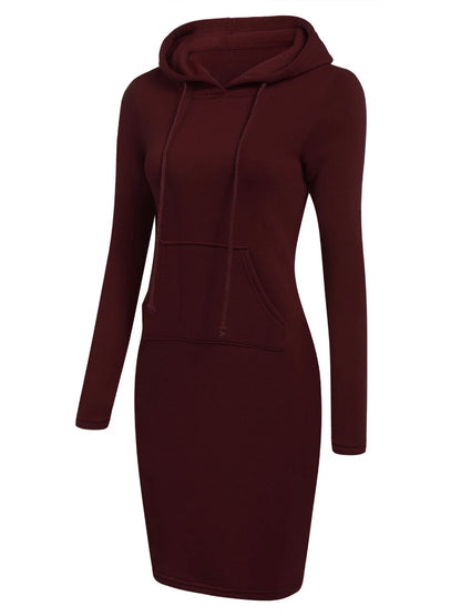 FZ Women's Plus Size Hooded Collar Kangaroo Pocket Sweater Dress - FZwear