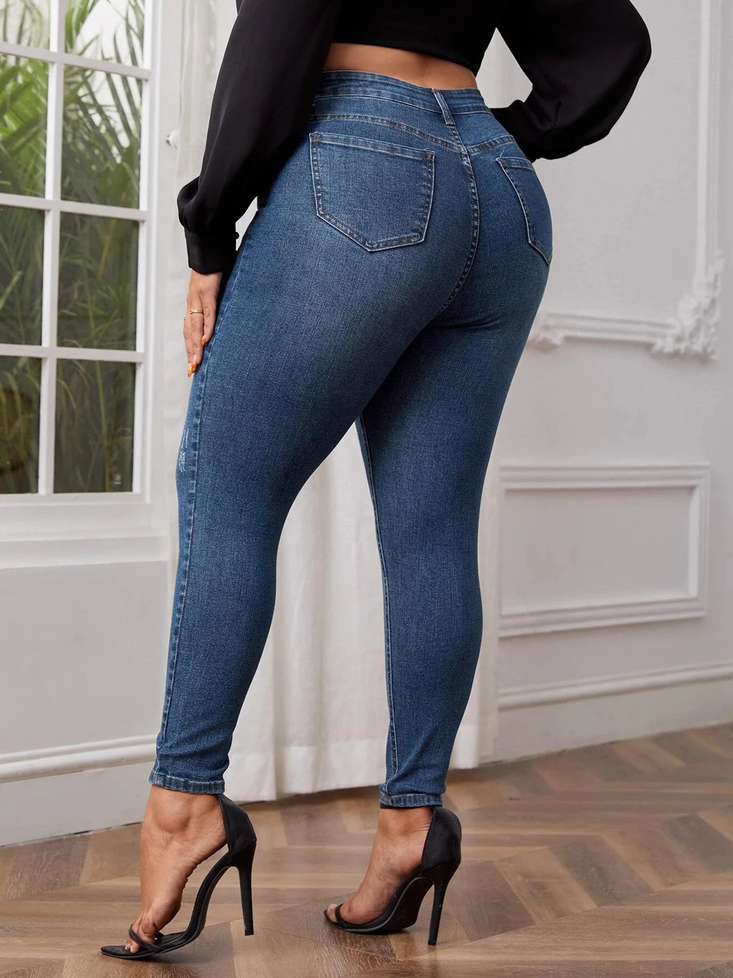 plus size skinny jeans for women full length high waist stretchy pencil women jeans autumn legging stretchy washing 100kgs jeans FZwear