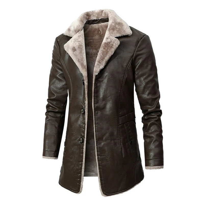 FZ Men's Thick Fleece PU Leather Jacket