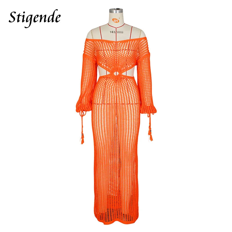 FZ Women's Sexy Cut Out Drawstring Crochet Knit Swimsuit Cover up DSers