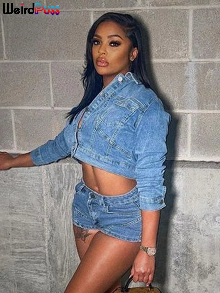 FZ Women's Denim 2 Piece Vintage Shorts Suits - FZwear