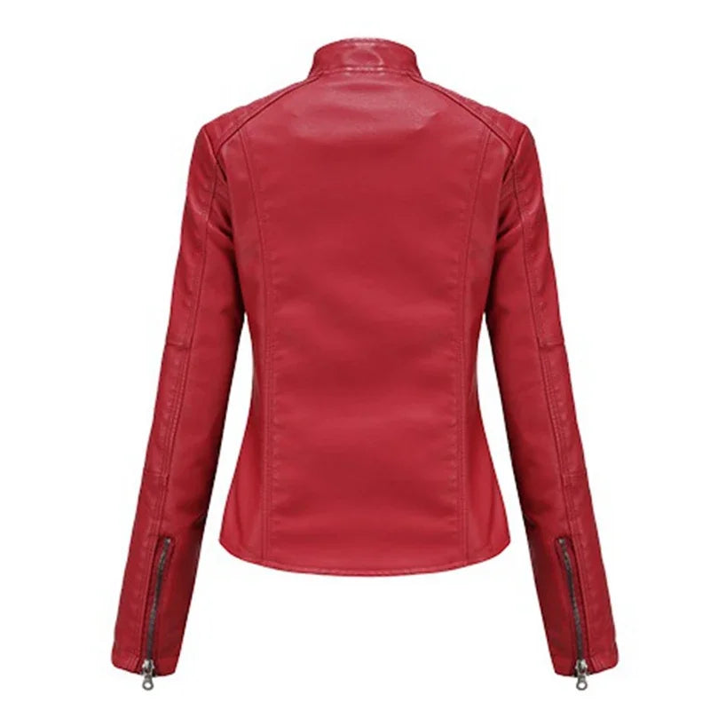 FZ Women's Faux Leather Moto Biker Zipper Jacket - FZwear