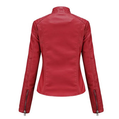 FZ Women's Faux Leather Moto Biker Zipper Jacket