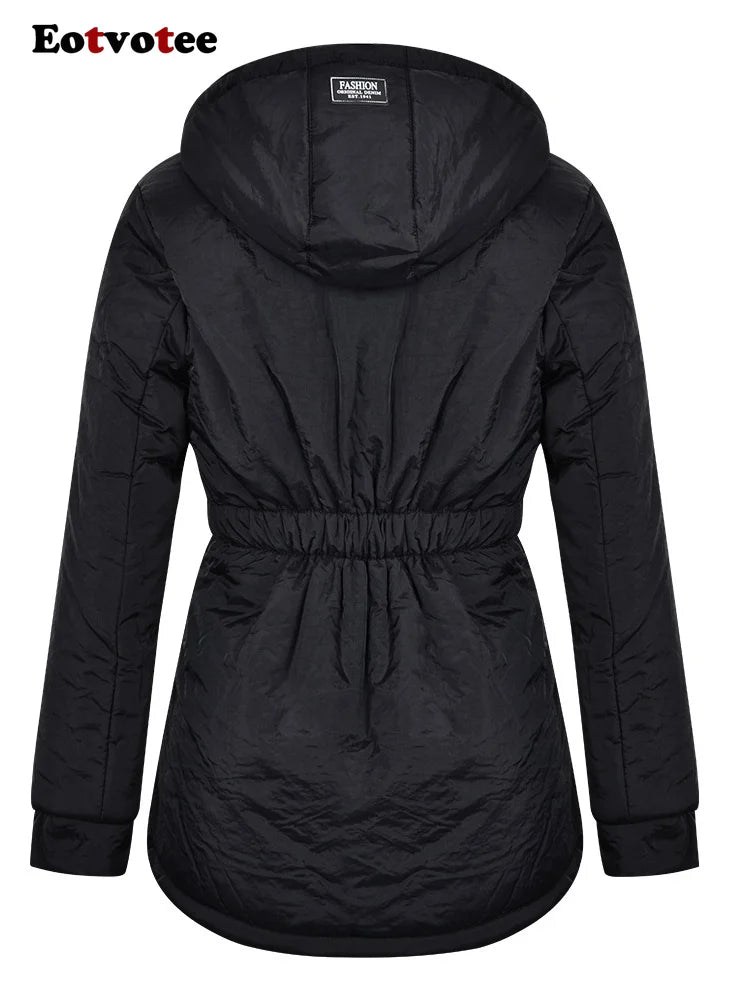 FZ Women's Velvet Parkas Oversized Zipper with A Hood Jacket - FZwear