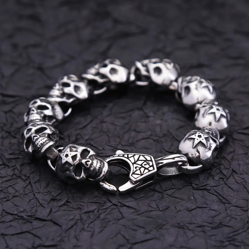 FZ Gothic Vintage Stainless Steel Punk Hip Hop Skeleton Bracelets