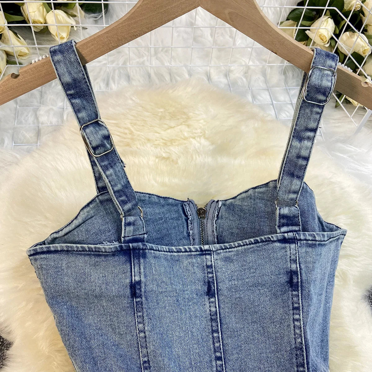 FZ Women's A Line Slim Fit Sleeveless Streetwear Long Denim Dress