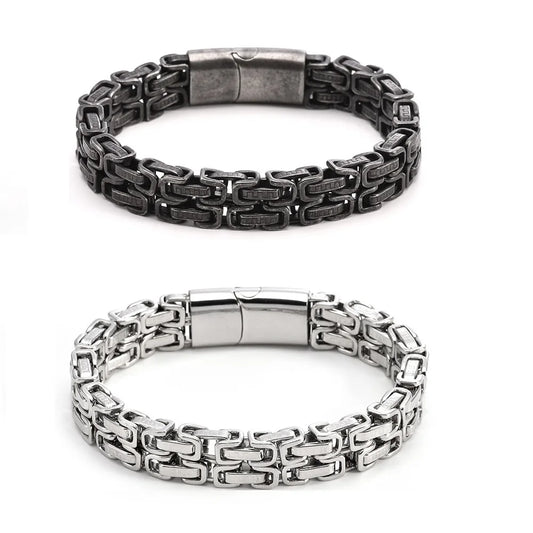 FZ Stainless Steel Hip Hop Thick Byzantine Bicycle Chain Bracelet