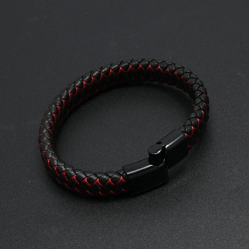 FZ High Quality Luxury Multilayer Braided Black Genuine Leather Bracelets - FZwear