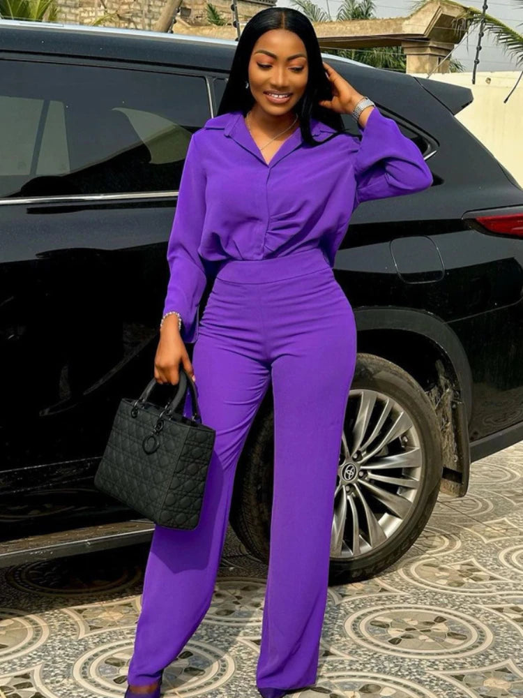 FZ Women's Wide Leg Two Piece Pants Suit