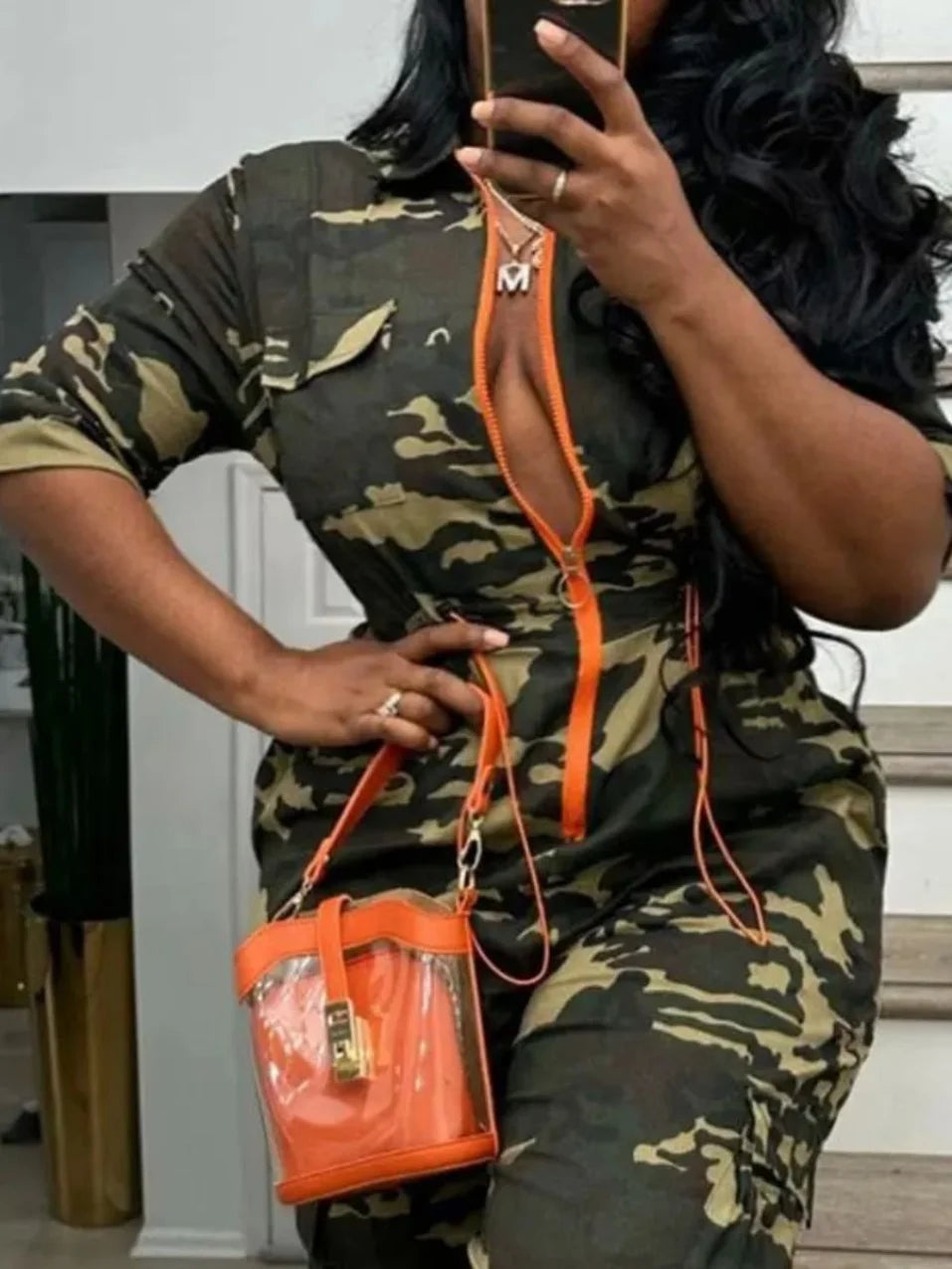 FZ Women's High Waist Camouflage Jumpsuit