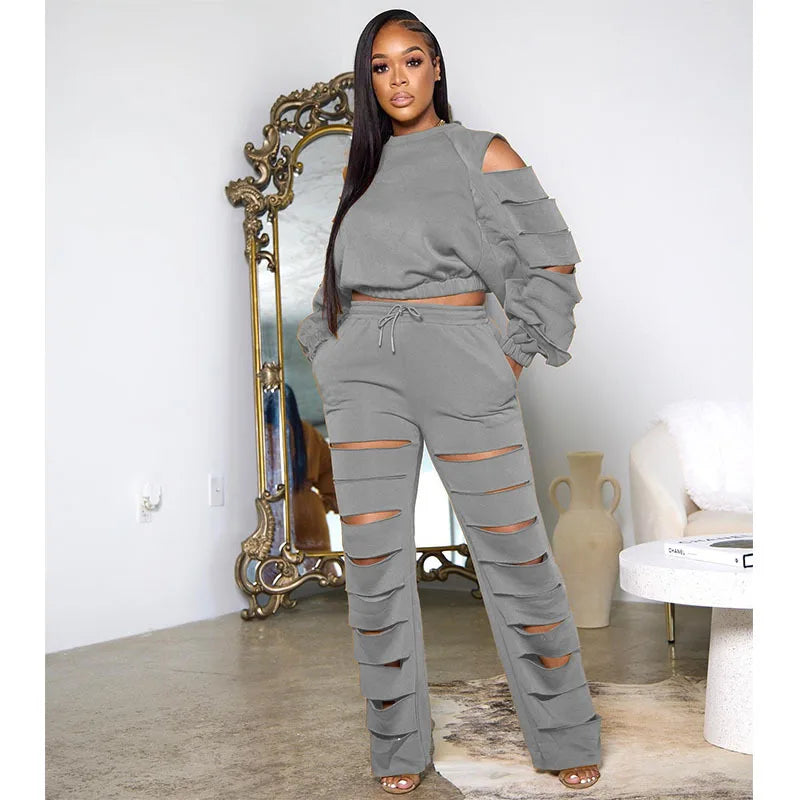 FZ Women's Energetic Suitable SexyShinny Chic Slim Two Piece Pants Suit - FZwear