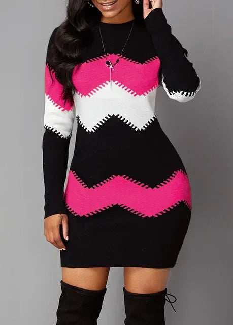 FZ Women's Vintage Strip Sweater Dress