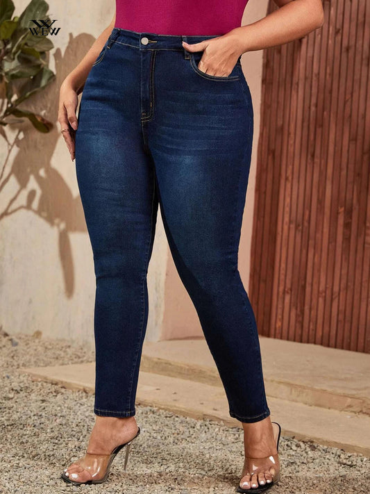 Plus Size Skinny Jeans for Women Full Length High Waist Women Jeans Stretchy Pencil Curve Women Jeans 200kgs Mom Jeans for Women FZwear