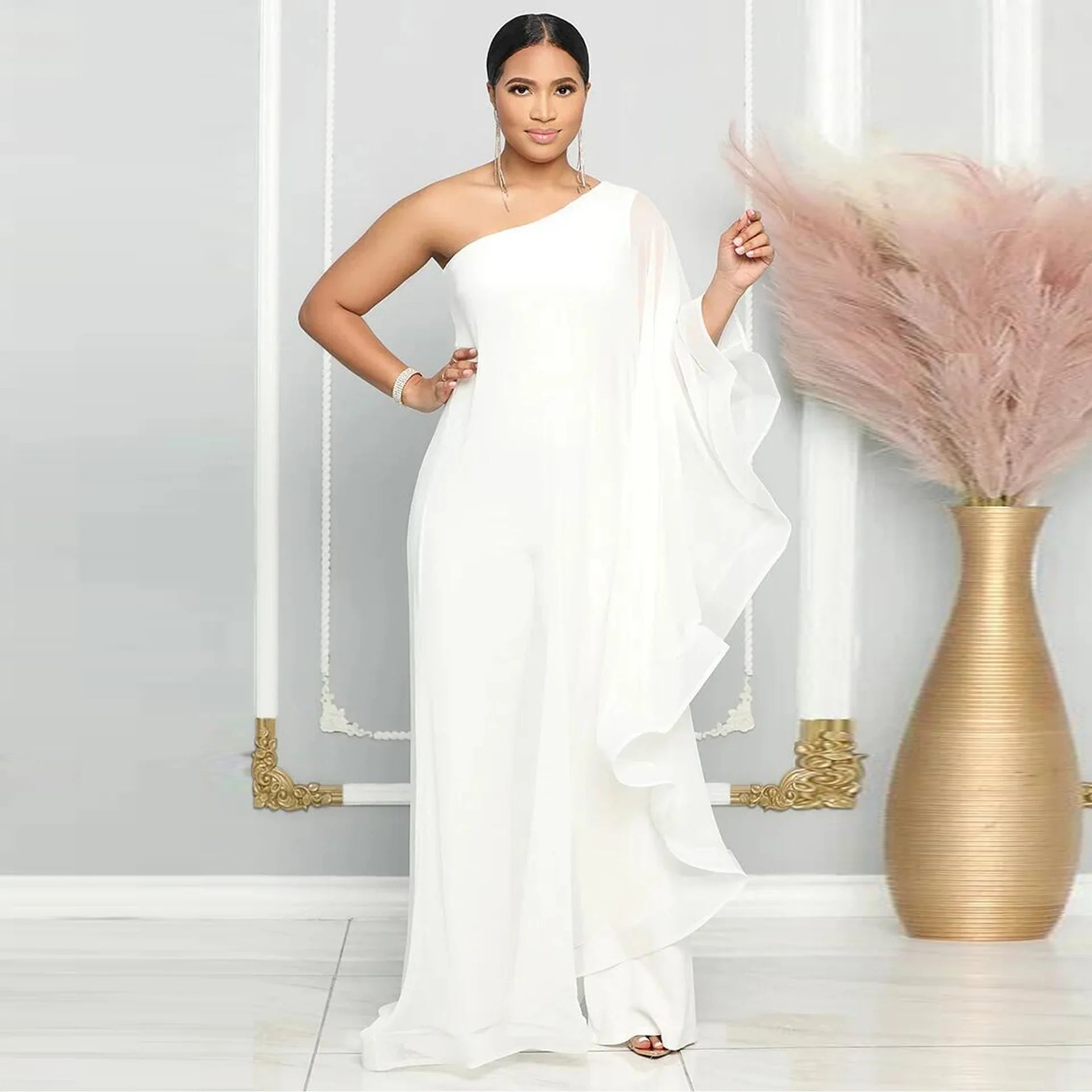 FZ Women's One Shoulder Solid Aysmmetric Jumpsuit