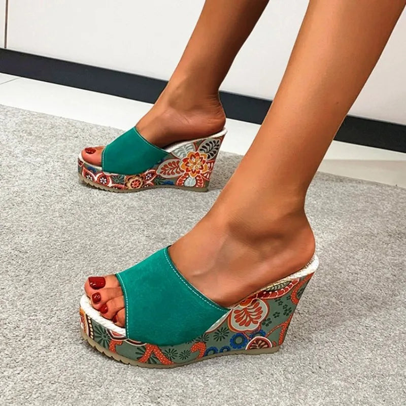 FZ Women's Open Toe Printing Wedge Sandals Shoes