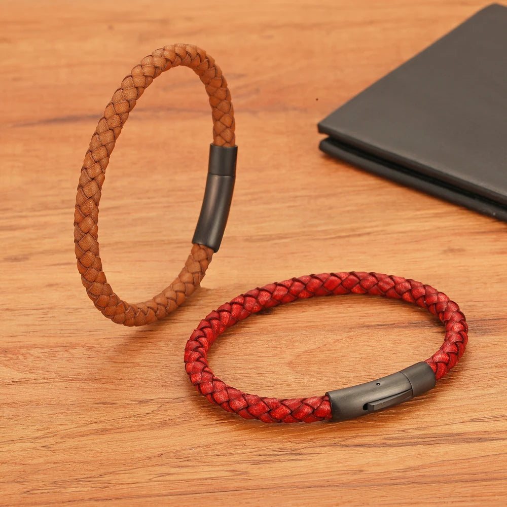 FZ Multi-color Genuine Leather Stainless Steel Bracelet - FZwear