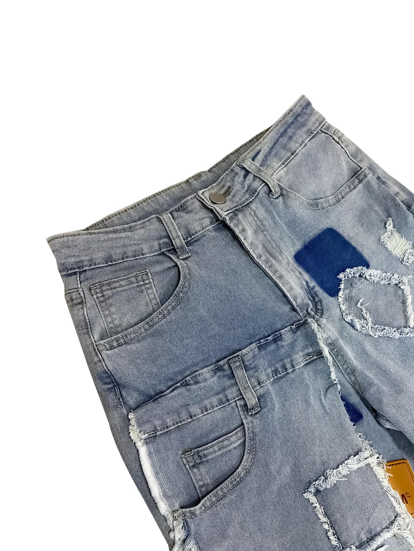 FZ Women's High Waist Y2K Streetwear Cargo Denim Pants