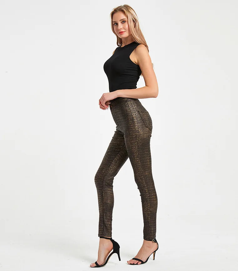 FZ Women's Crocodile Pattern High Waist Push Up Pants - FZwear