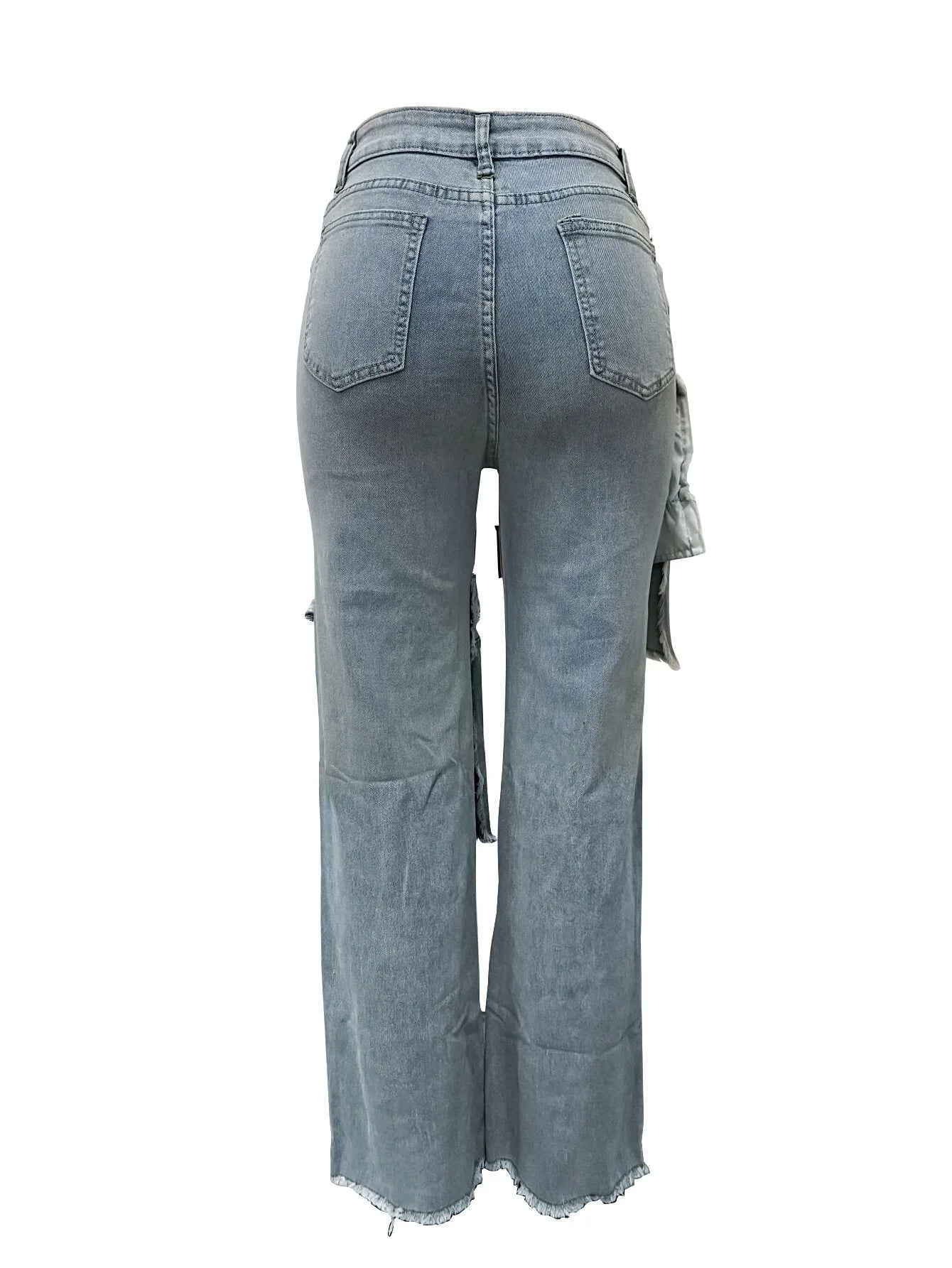 FZ Women's High Waist Y2K Streetwear Cargo Denim Pants