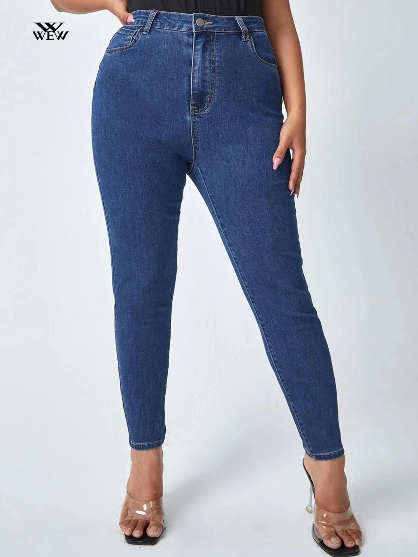 Plus Size Jeans for Women High Rise Stretchy Women Jeans Curvy 200kgs Jeans Full Length Skinny Denim Pencil Pants for Mom FZwear