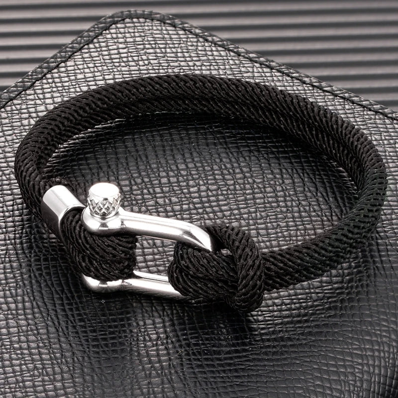 FZ Nautical Rope Double Strand Stainless Steel U-Shape Bracelet - FZwear