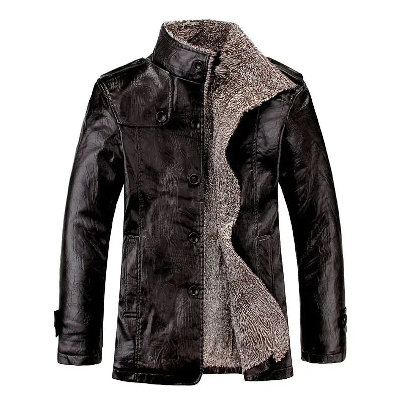 FZ Men's Fleece Motorcycle Velvet PU Leather Jacket