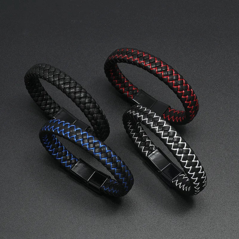 FZ High Quality Luxury Multilayer Braided Black Genuine Leather Bracelets - FZwear