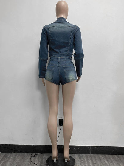 FZ Women's 2 Piece Denim Hipster Cool Shorts Suit - FZwear