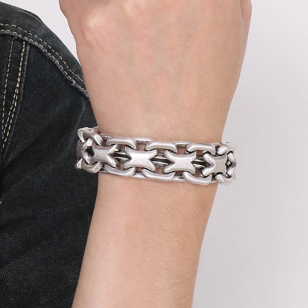 FZ Chunky Chain Polished and Brushed Stainless Steel Bracelet - FZwear