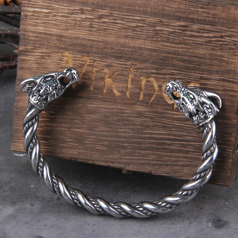 FZ Men's Stainless Steel Nordic Viking Norse Dragon Bracelet