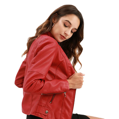 FZ Women Leather Slim Motorcycle High-Quality Jacket - FZwear