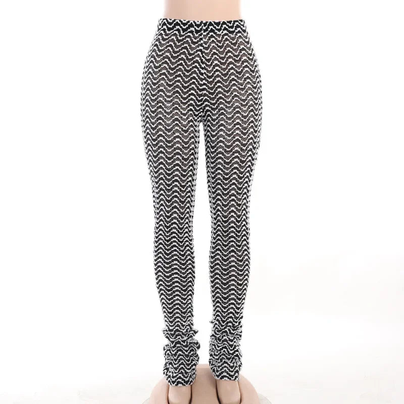 FZ Women's Knit Stripe High Waist Stacked Pants - FZwear