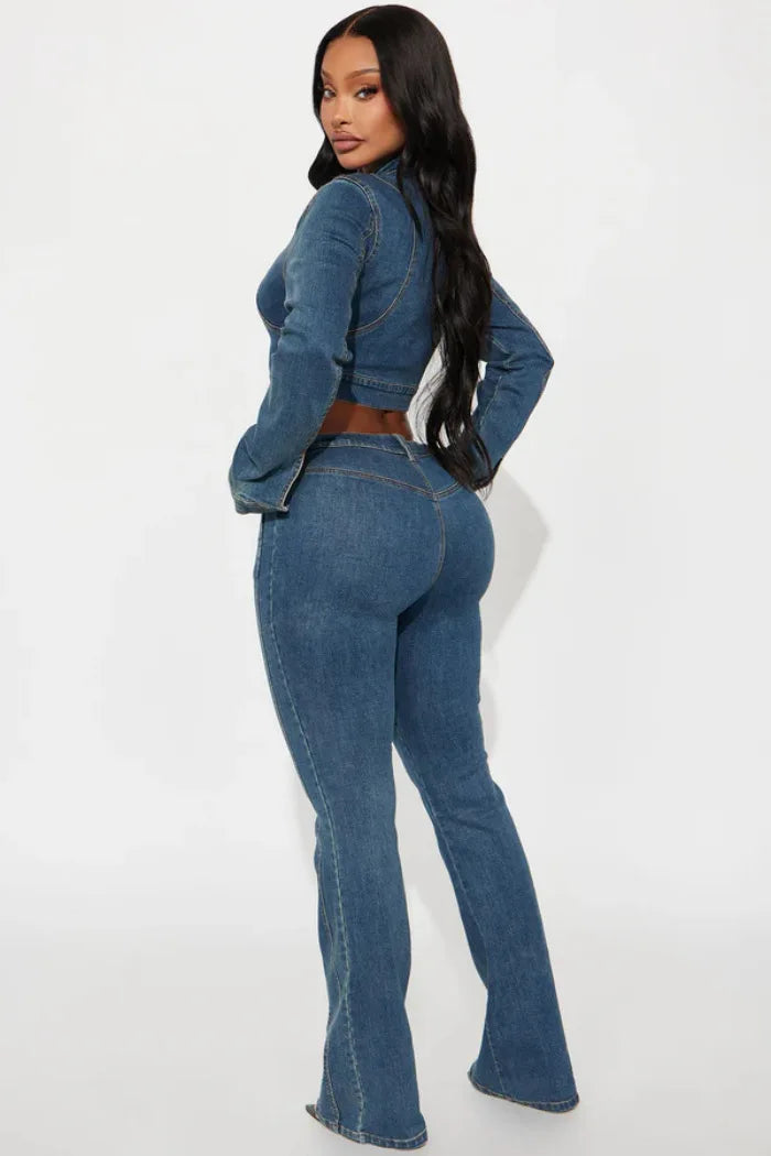 FZ Women's Streetwear Two Piece Denim Pants Suit
