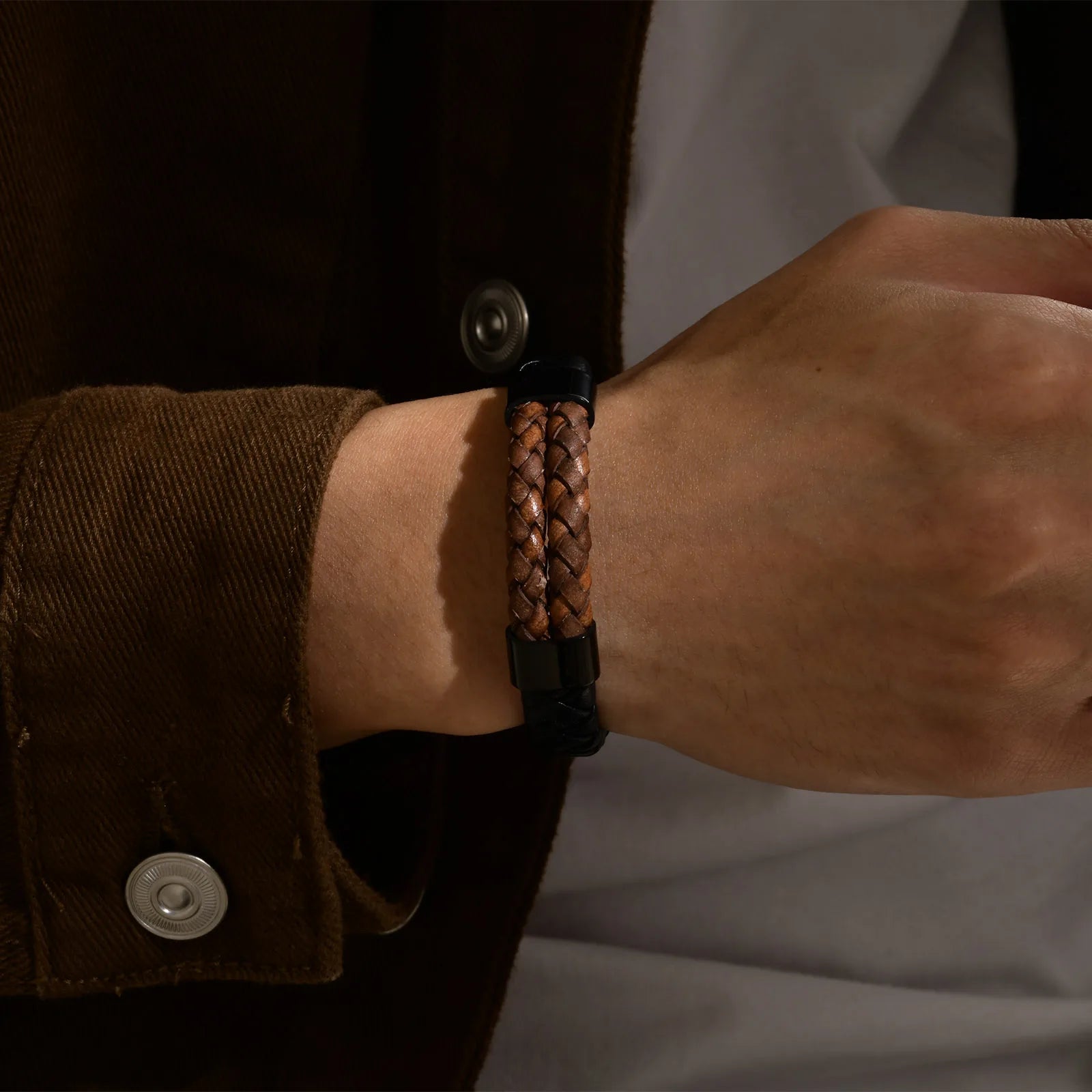 FZ Luxury Genuine Leather Black Braided Bracelet - FZwear