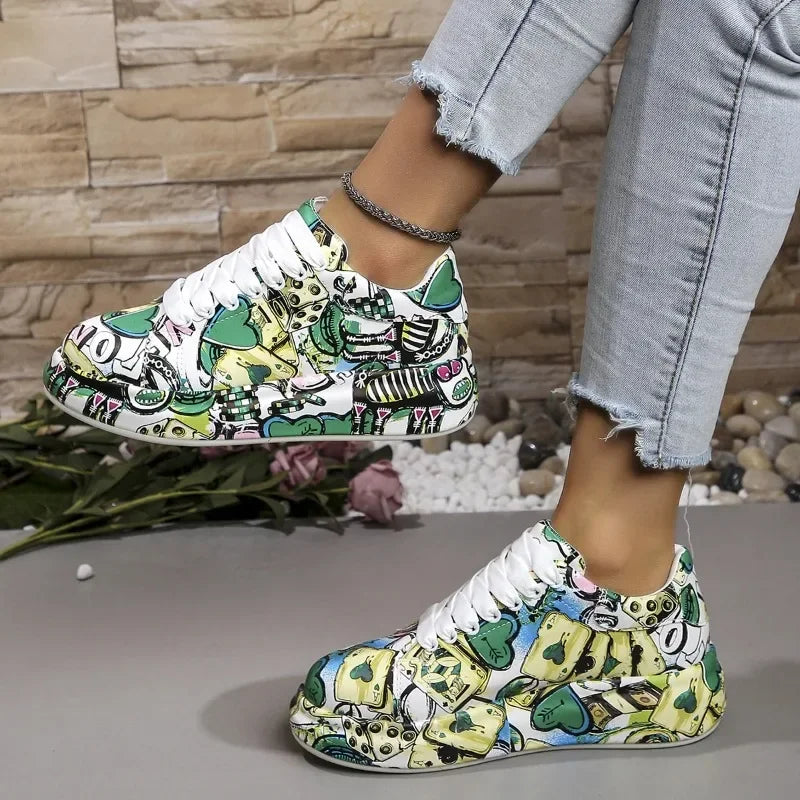 FZ Women's Painting Print Platform Sneakers