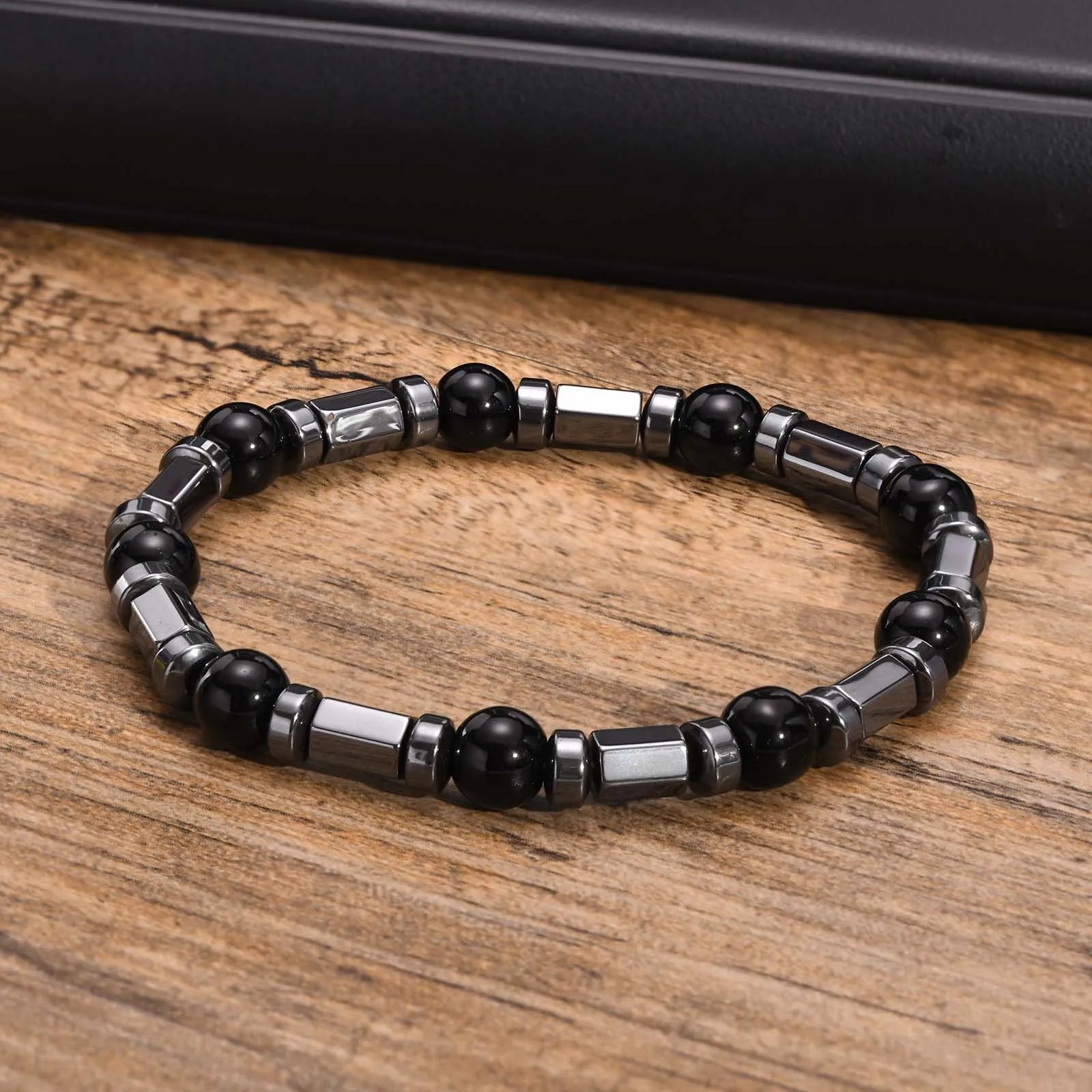 FZ Hematite Beads Chain 8MM Black Elastic Bracelet - FZwear