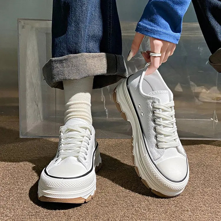 FZ Women's Flat Thick Soled Canvas Height Sports Shoes