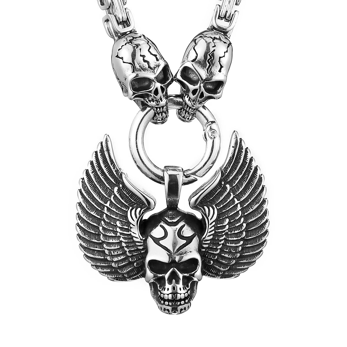 FZ Angel Wings Skull Pendant Ghost Head High Quality Stainless Steel Necklace - FZwear