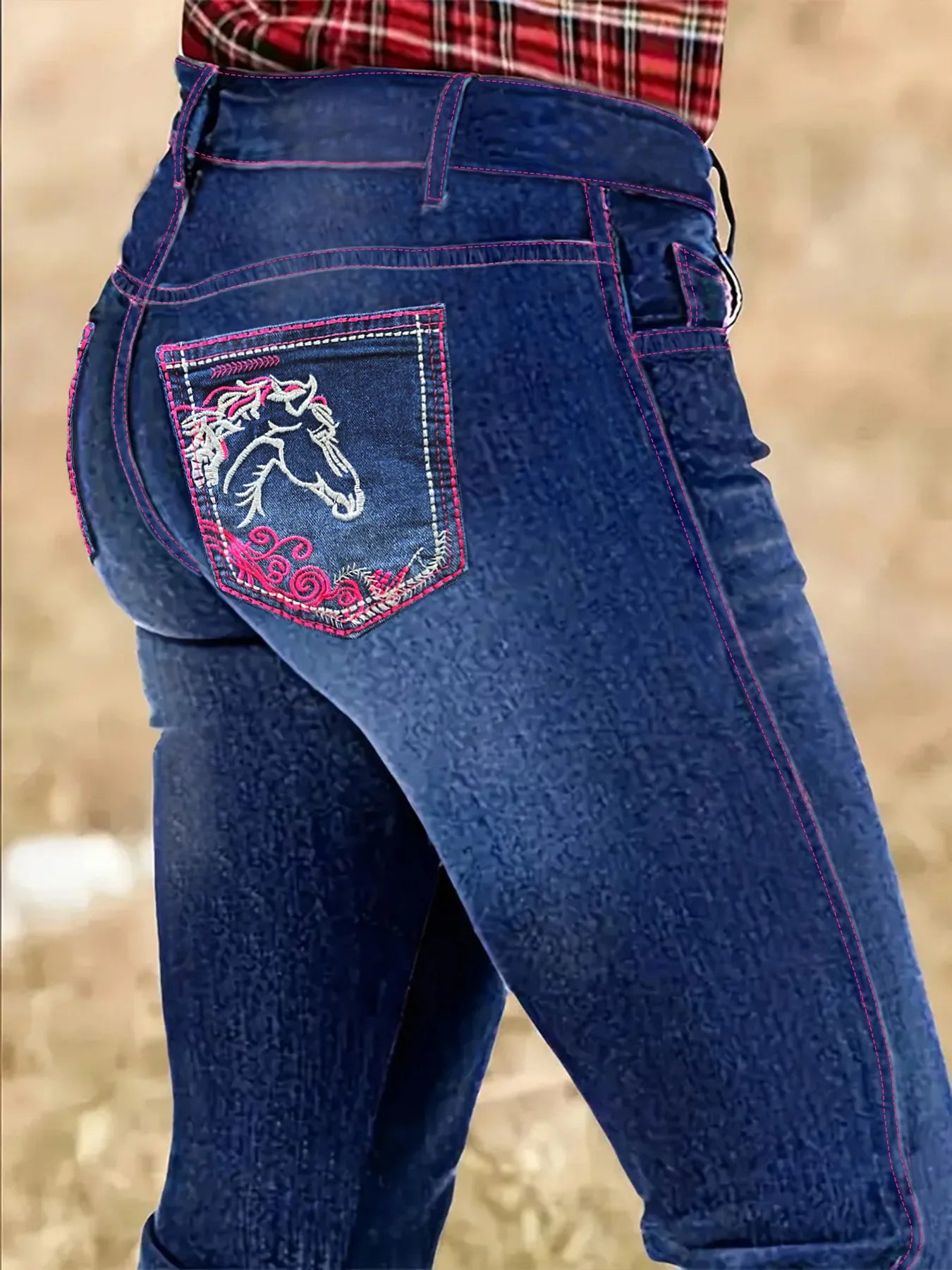 FZ Women's Plus-Size High-Waist Figure-Hugging Denim Pants