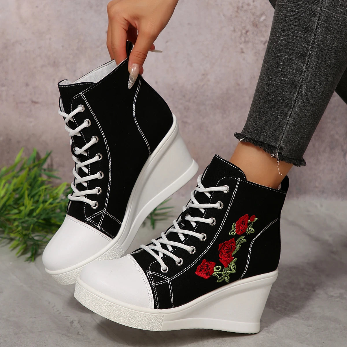 FZ Women's High Top Wedge Fashion Platform Shoes