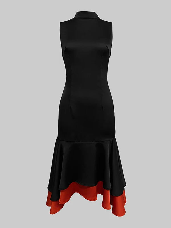 FZ Women's Spliced  A-line O Neck Mermaid Dress