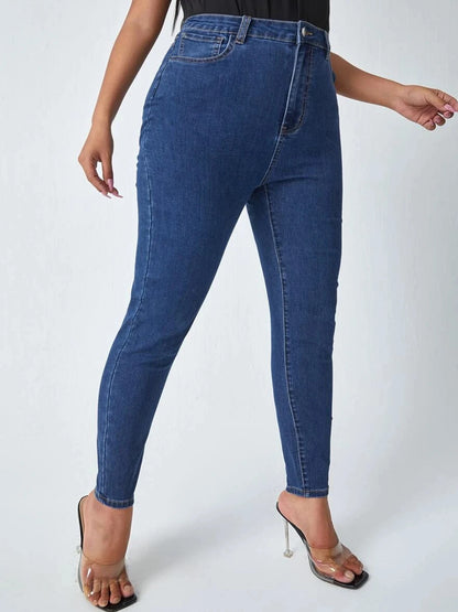 Plus Size Jeans for Women High Rise Stretchy Women Jeans Curvy 200kgs Jeans Full Length Skinny Denim Pencil Pants for Mom FZwear