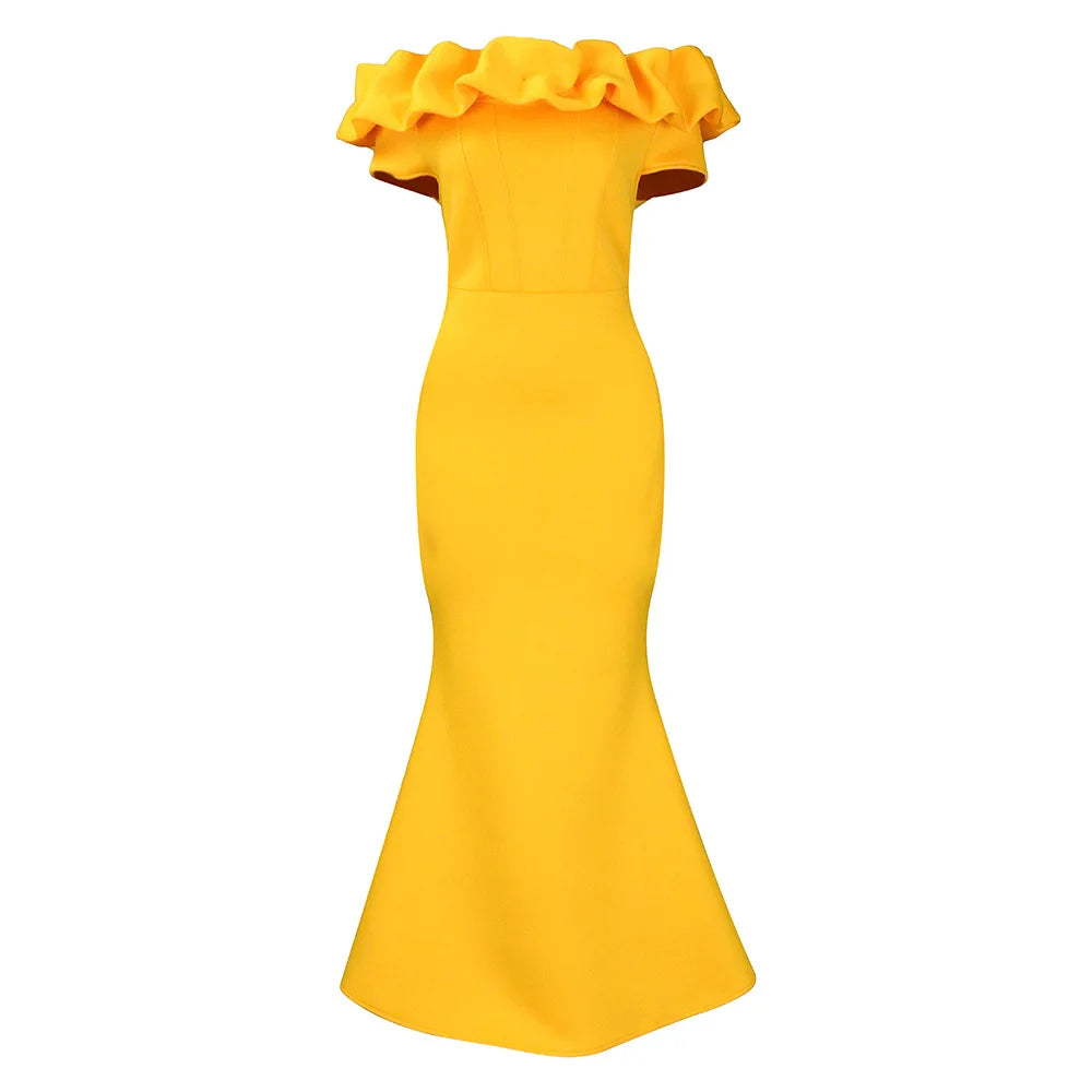 FZ Women's One Shoulder Fishtail Mermaid Maxi Evening Dress